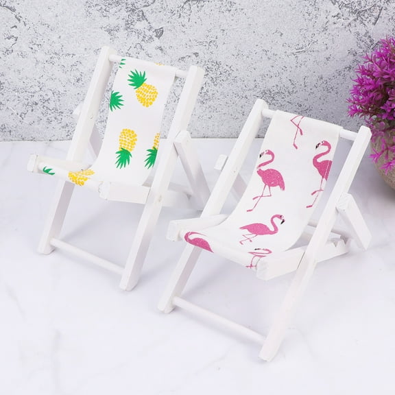 WEUVEB 2Pcs Mini Wooden Beach Chair in Fresh Style for Lounge Deck Chair 12.0*9.5*9.0in