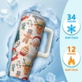 thumbnail image 4 of Xmas Holiday Snowflakes 30oz Stainless Steel Coffee Tumbler with Handle and Straw Lid, Winter Insulated Leak Proof Travel Mug, Gifts for Women, 4 of 5