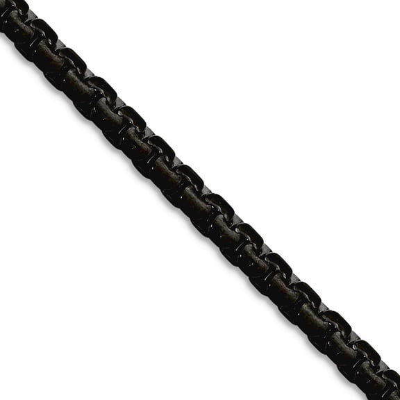 Stainless Steel Polished Black Ip Plated 4mm Flat Box Chain Necklace 24 Inch Chain Necklace for Women and Men