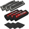 Sawtooth Chrome Plated Screamer Harmonica 3 Pack A/C/G with Cases and Cloths
