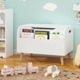 thumbnail image 4 of Bianlte Wooden Toy Box,Kids Toy Storage Organizer with Front Bookshelf,Toy Chest Bench,White 02, 4 of 7