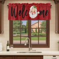 thumbnail image 6 of Red Christmas Curtain Valances for Windows, Kitchen Valance Window Treatments Panel 2 Pack, Santa Xmas Rustic Farmhouse Winter Rod Pocket Short Curtains for Bathroom Bedroom 42 x 18 Inch, 6 of 8