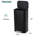 thumbnail image 3 of Takywep Trash Can, Black, 30L, Matte Stainless Steel Rectangular Trash Can, Foot Pedal, Soft Close Lid, Removable Bucket, Silent Garbage Bin, Stylish Kitchen Bathroom Office, Fingerprint Resistant, 3 of 7