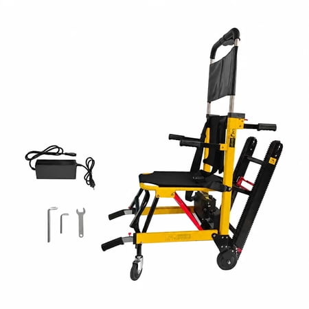 LINE2design -USA-EMS Motorized Stair Chair, Adjustable Track System, Emergency Evacuation Chair, 400 lb Capacity, USA, Yellow