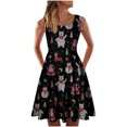 thumbnail image 1 of Moda mujer verano cuello redondo estampado navideño suelto cómodo vestido sin mangas Fridja  hjkh586, 1 of 5