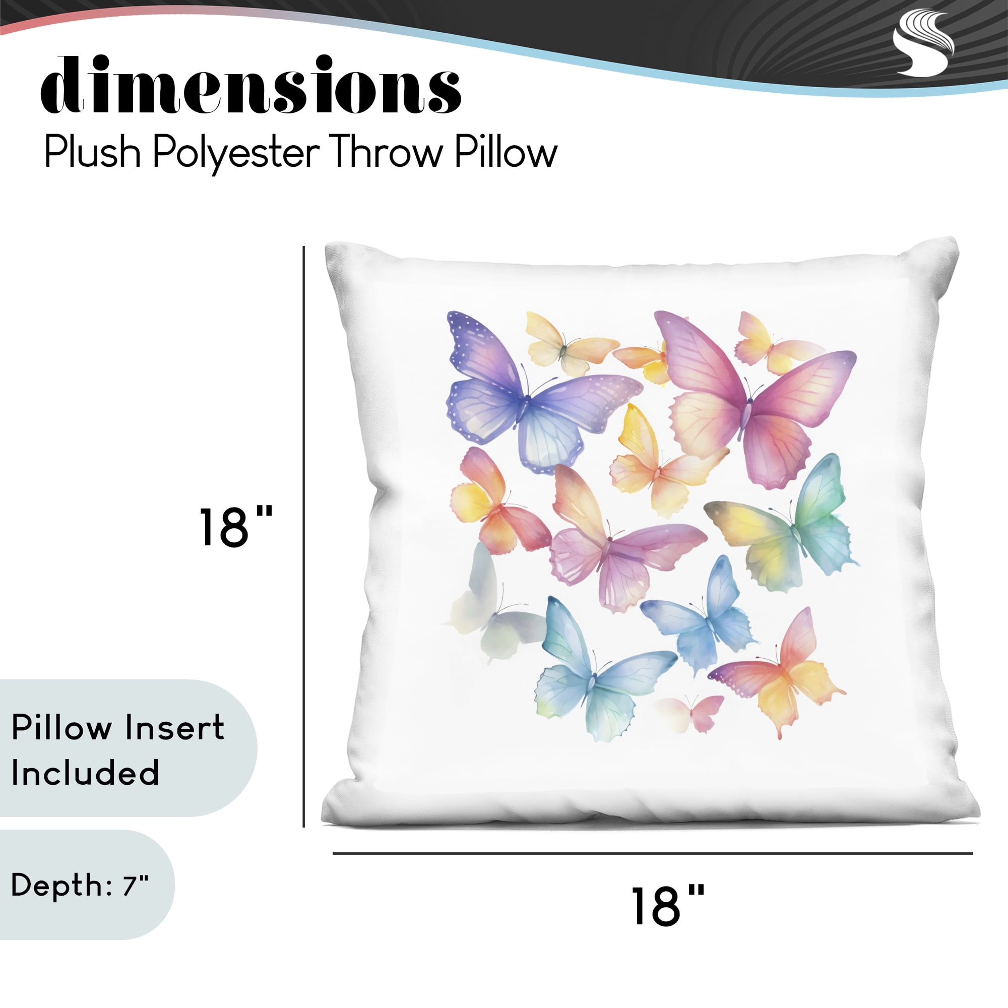 Stupell Industries Rainbow Butterflies Rabble Decorative Printed Throw Pillow, design by Creative Studio