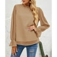 thumbnail image 2 of Tops Básicos De Gasa Para Mujer, Forro De Puños Elásticos, Blusa De Manga Larga De Color Puro De Cuello Alto Para Ir De Compras Para Mujer Para La Oficina ANGGREK  Cocina, Decoración y Otros, 2 of 5