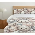 thumbnail image 4 of Ambesonne Bears Duvet Cover Set, Pastel Colors Happy Teddies, Queen, Blush Pale Eggshell, 4 of 4