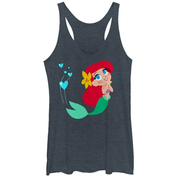 Women's The Little Mermaid Ariel Love Racerback Tank Top Navy Blue Heather Medium