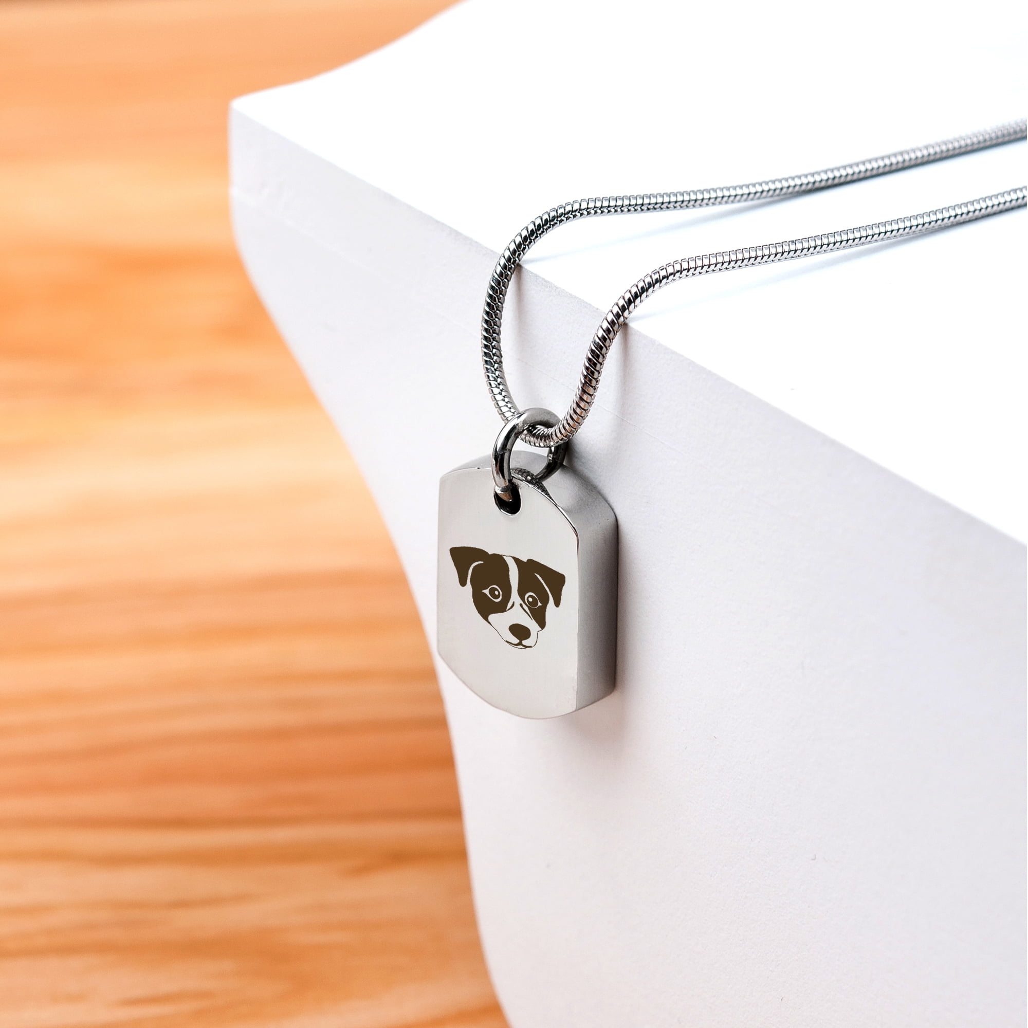 Anavia Jack Russell Terrier Dog Tag Cremation Necklace, Pet Memorial Necklace, Urn Necklace for Ashes, Cremation Pendant, Pet Cremation Jewelry, Memorial Jewelry for Pets, With Funnel Kit