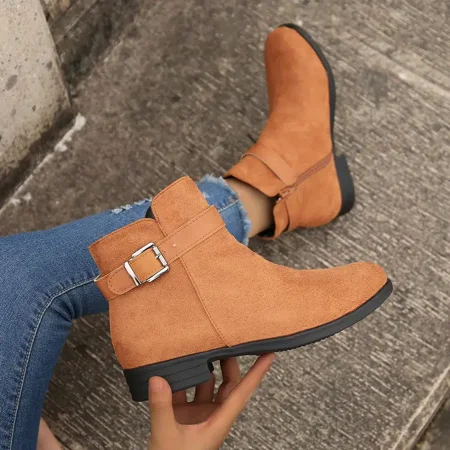 

Women‘s Round Toe Platform Short Boots Side Zipper Fashion Boots Women‘s Footwear