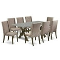 thumbnail image 2 of East West Furniture V-Style 9-piece Wood Dining Set in Brown Beige, 2 of 6