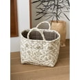 thumbnail image 2 of Vintage Toile Quilted Storage Basket, Large Fabric Organizer with Handles, Checkered Lining & Decorative Pocket for Laundry, Blankets & Toys, 2 of 6