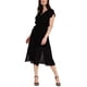 thumbnail image 1 of Vestido midi con cintura fruncida Dex para mujer, negro, extra pequeño, 1 of 1