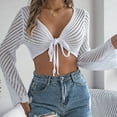 thumbnail image 6 of 2025 Women's Solid Knot Open Navel Knitwear Holiday Top Upf 50 Long Sleeve Women Upf 50 Long Sleeve Women, 6 of 8