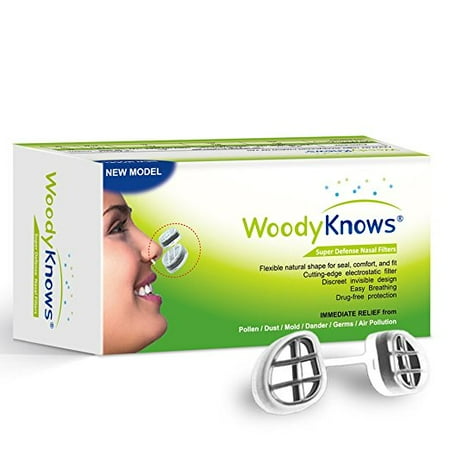 WoodyKnows Super Defense Nose Nasal Filters, Block Pollen, Dust, Dander, Mold Allergens, Air Pollution PM2.5, Relieve Allergy (3 Filter Frames and 6 Pairs of Replacement Filters) (I-S / II-S / III-S)