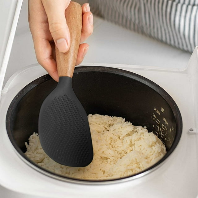 Cuillère à Riz en Silicone de Qualité Alimentaire à Manche en Bois, Résistante à la Chaleur, Antiadhésive, Chargeurs de Table, Petite Table à Manger, Ensemble pour 4, Sarcelle, Petite Table Sarcelle, Ensemble de Salle à Manger, Table et 4 Chaises, Ensemble de Table Ronde Ronde pour 2