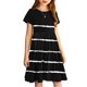 thumbnail image 5 of Odeerbi Niñas de Verano Vestido de Línea A Rayas Vestido de Columpio Vestido Elástico de Manga Corta Para Niños, 5 of 7