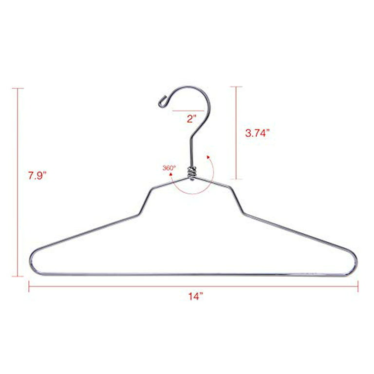 10 Quality Metal Hangers, Swivel Hook, Stainless Steel Heavy Duty Wire  Clothes Hangers (10, Petite/Teens - 14 inch)