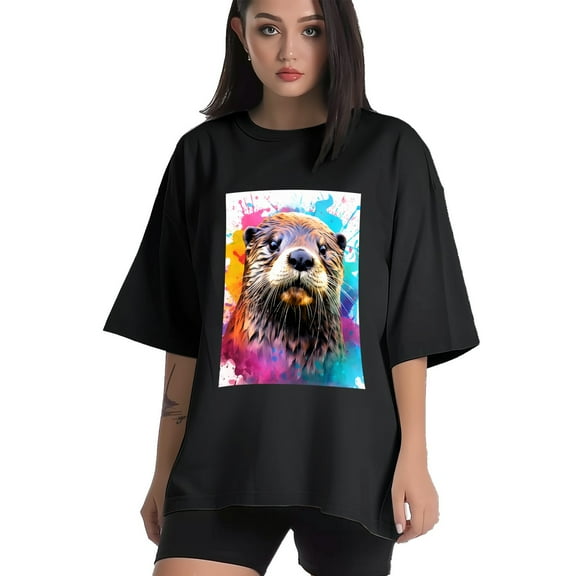 Plus Size Shirt for Women Black Tops for Women Short Sleeves Shirt for Women Otter 1 T Shirt Crewneck Shirt for Women XS