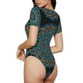 thumbnail image 3 of Gaeub Mandala Women'S Short Sleeve One Piece Swimsuit Sexy High-Waisted Bodysuit For Swimming, Beach, Sports - Large, 3 of 9