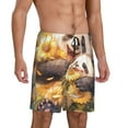 thumbnail image 2 of Kdxio Cute Panda Sunflower Print Mens Sleep Shorts Bottoms Soft Comfy Pajama Wear Pants with Drawstring Pockets, 2 of 5