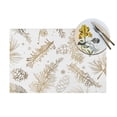 thumbnail image 4 of LNWH Golden Pine Branch Texture Christmas Pattern Placemats, 1 PCS Heat Resistant Washable PVC Table Mats, 18"x12", 4 of 6