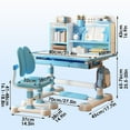 thumbnail image 2 of Fompes Kids Desk and Chair Set Height Adjustable Child's School Study Writing Tables Kids Tiltable Desk with Sitting Corrector Bookstand Storage Drawer Foot Pedal for Boys and Girls - Blue, 2 of 12