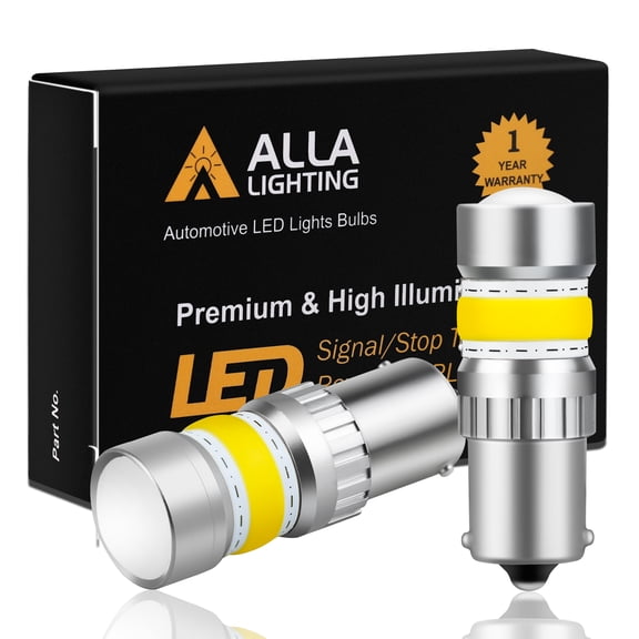 Alla Lighting 2800lm 1156 1141 7056 BA15S LED Signal Lights Bulb Xtreme Super Bright COB-72 LED Replacement for Cars, Trucks, Amber Yellow (Set of 2)