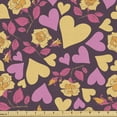 thumbnail image 1 of Valentine's Day Fabric by the Yard, Autumn Fall Season Toned Romantic Heart Love Shapes and Roses, Upholstery Fabric for Dining Chairs Home Decor Accents, Eggplant Mustard Pink by Ambesonne, 1 of 5