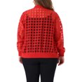 thumbnail image 4 of DARING DIVA Women's Plus Size Mesh Sheer Zip Up Bomber Jacket 1X Red, 4 of 6