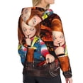 thumbnail image 4 of Lsque Chucky Pattern Casual Women's Hoodie,Hooded Sweatshirt with Kangaroo Pocket,Pullover Hoodie with Eye-catching Drawstrings-X-Large, 4 of 8