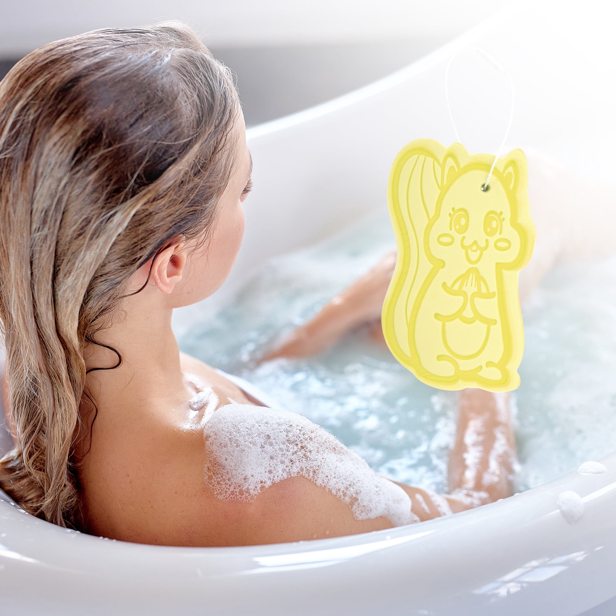Unique Bargains Cartoon Bath Brush Body Scrubber Lemon Yellow