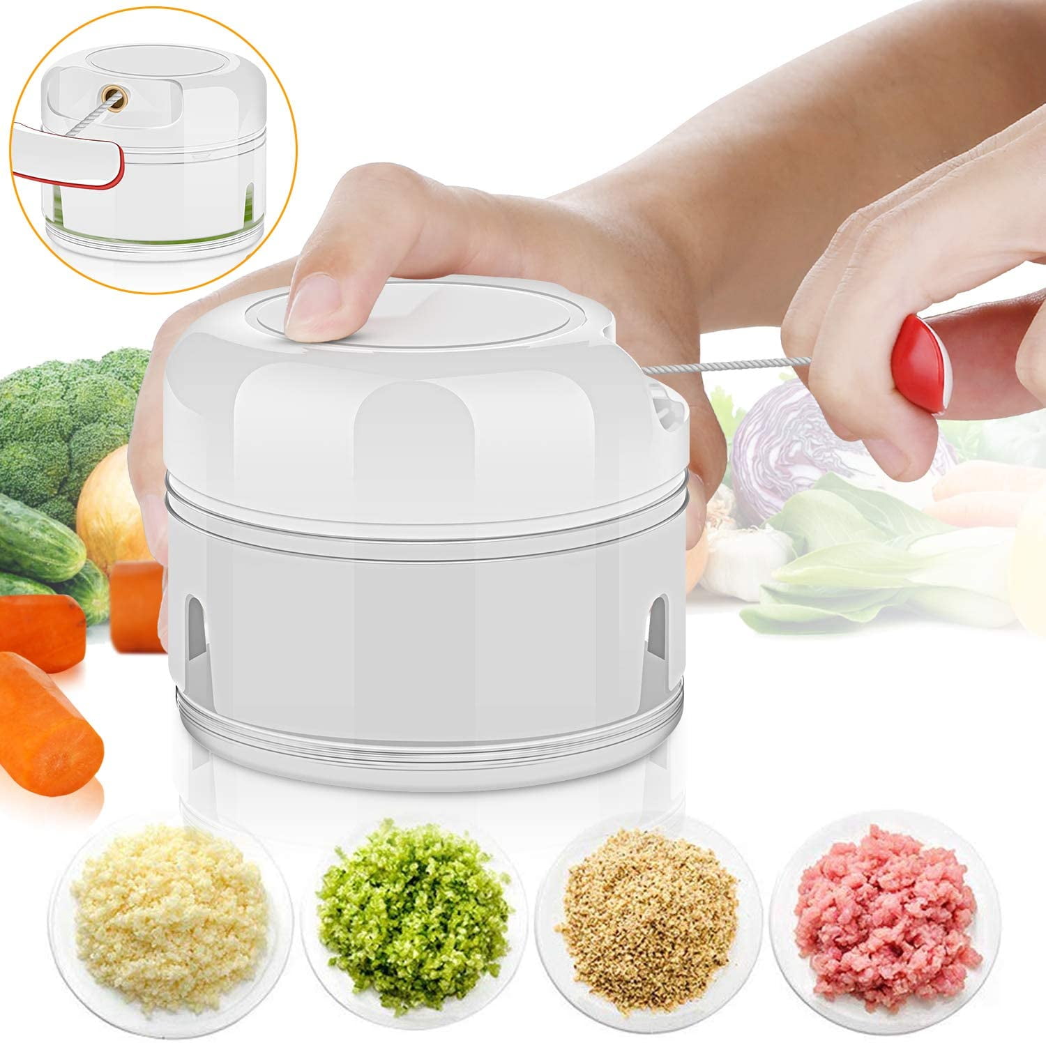 Onion cutter with rope pull Vegetable cutter Mini onion chopper Multi