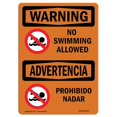 thumbnail image 1 of SignMission OS-WS-A-1218-L-12718 Panneau d'Avertissement OSHA 12 x 18 Po - Pas de Baignade Autorisée Bilingue, 1 of 1