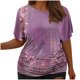 thumbnail image 1 of Tops Cortos para Mujeres, Cintura Plisada Cuello Redondo Tamaño Grande Camiseta de Manga Corta Top Casual Hecha de Estante de Imitación, Camisetas Casuales de Mujer, 1 of 6