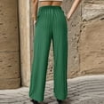 thumbnail image 3 of LEBONYARD Womens High Rise Dressy Wide Leg Pants,Pants for Women Plus Size,Fashion Women's Solid High Waisted Pants Ladies Drawstring Casual Pants Green L, 3 of 5