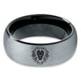 thumbnail image 2 of Tungsten Lion Lioness Panthera Leo Band Ring 8mm Men Women Comfort Fit Black Dome Brushed Gray Polished, 2 of 4