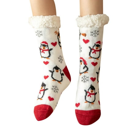 

Puawkoer Womens Slipper Socks Fuzzy Cozy Winter Thick Warm Comfy Soft Christmas Socks Clothing Shoes & Accessories One Size White