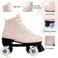 thumbnail image 4 of Magic Co Unisex High-Top Quad Roller Skates with LED Light-Up Wheels – Stylish Pink Skates for Adults Teens Outdoor Skating Fun, 4 of 8