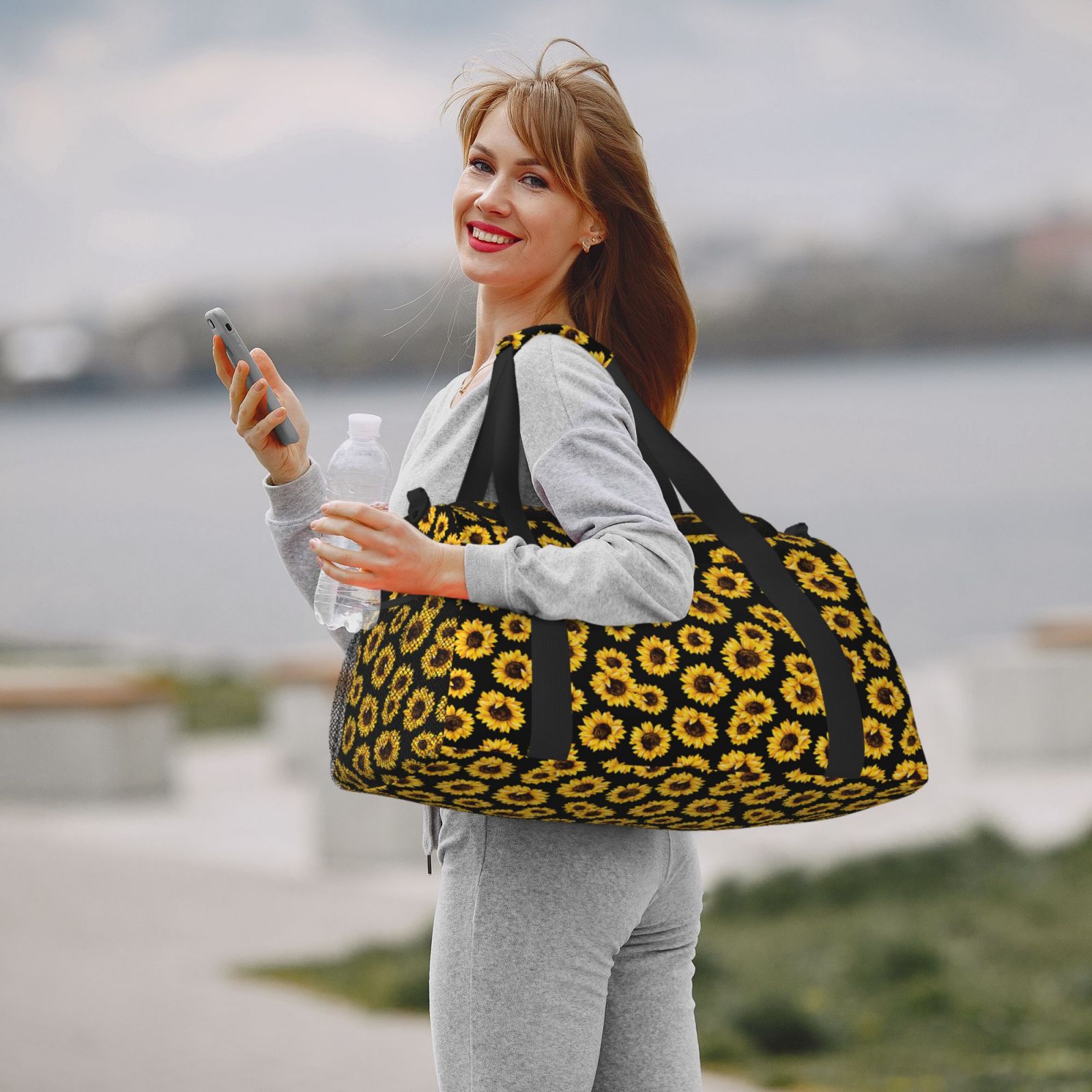 Ratiio Sunflower 6 Pattern Hand Travel Bag, Weekender Carry On for Women Men, Sports Gym Bag, Workout Duffel Bag, Overnight Shoulder Bag fit 15.6 Inch Laptop