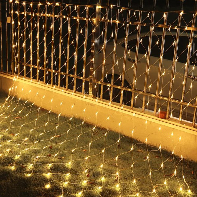 Luces de cadena de red de luz LED de 2*2M con malla de red de Navidad de 204 LED con caja de control