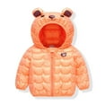 thumbnail image 2 of KYAIGUO Toddler Baby Girls Boys Cartoon Down Jacket Raincoat with Hoodie Infant Waterproof Lightweight Puffer Coat Soft Warm Padded Windbreak Bear Ears Outwears for 9M-6Y, 2 of 9