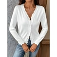 thumbnail image 4 of Women'S Long Sleeve V-Neck Button Down Cardigan Knit Shrugs Sweater White S, 4 of 7