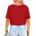 thumbnail image 4 of Ailaofu Womens Plus Size Tops Short Sleeve Shirts Crew Neck Dressy Casual Blouses Trendy Keyhole Tunic Top, 4 of 7
