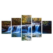 Yirtree Canvas Wall Art 5 Pieces Waterfall Canvas Print Landscape Paintings Picture for Office and Home Décor Frameless