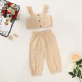 thumbnail image 5 of Kiapeise Toddler Girls Sleeveless Button T-shirt + Long Pants Outfits, 5 of 6