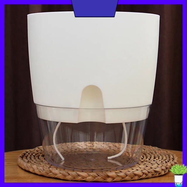 Modern Decorative Flower Pot Self Watering Plastic Flowerpot Transparent Double Layer Detachable Light Flowerpot For Balcony