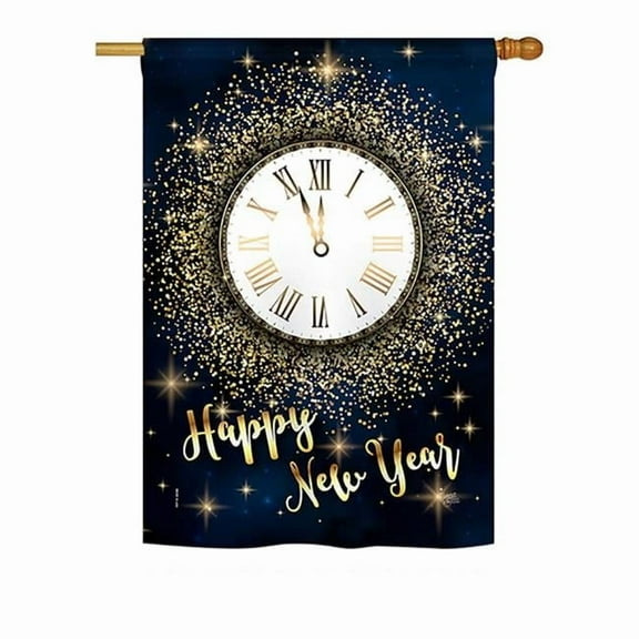 Breeze Decor BD-NE-H-116011-IP-BO-D-US18-BD H116011-BO Countdown New Year Winter Impressions Decorative Vertical 28 x 40 in. Double Sided House Flag