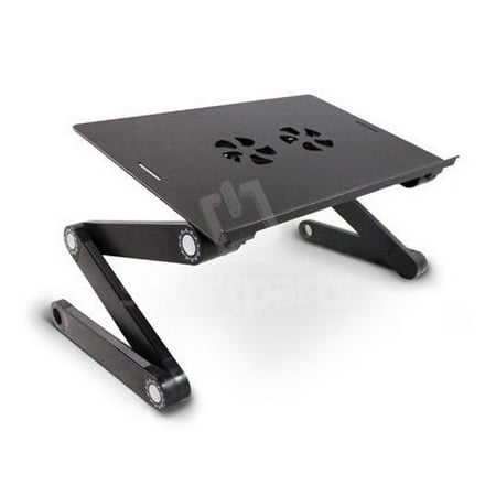 360 degree Adjustable Folding Laptop Notebook Table Stand Tray Desk with Cooling Fan Portable for Bed Carpet Car Lawn (Best Laptop Cooling Pad For Bed)